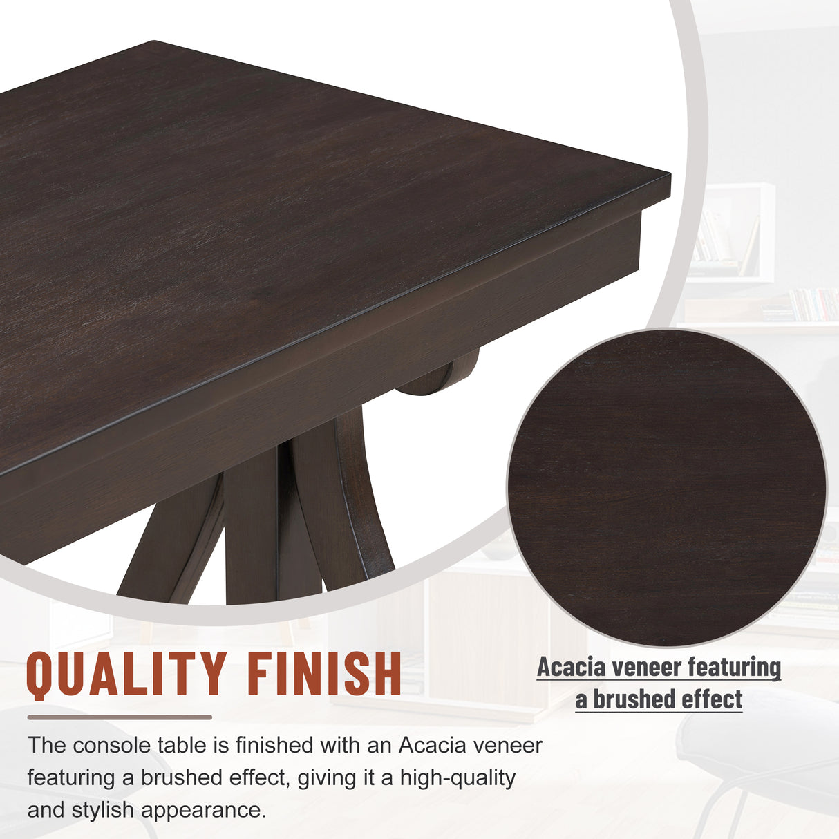 48-Inch Rustic Vintage Console Table --- Farmhouse Style Entryway Table with Open Shelf and Sturdy Construction (Espresso) - V.I.P Digital Presence