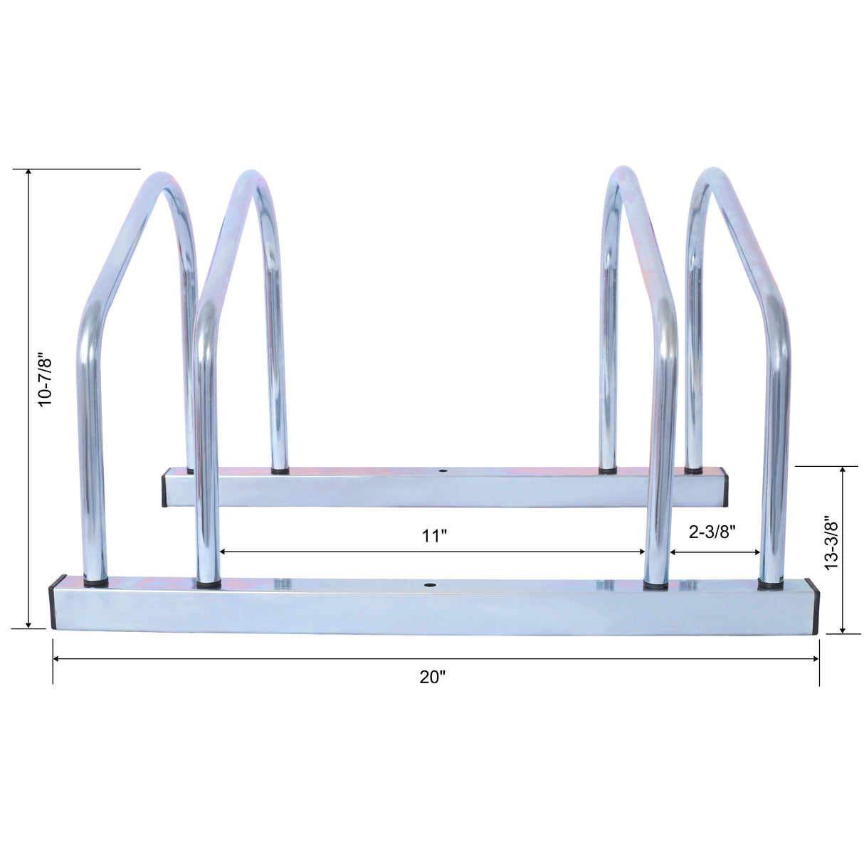 2 bicycle ground bike parking racks 22-28 inch wheel supports, maximum tire width 2.15 inches, galvanized - V.I.P Digital Presence