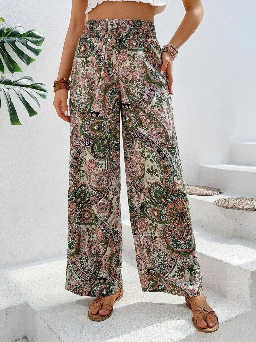 Printed Wide Leg Pants - V.I.P Digital Presence