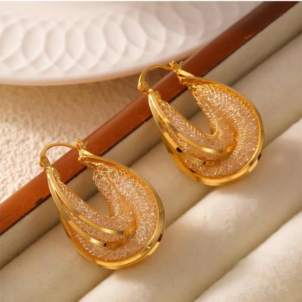 Copper Glass Stone U Shape Earrings - V.I.P Digital Presence