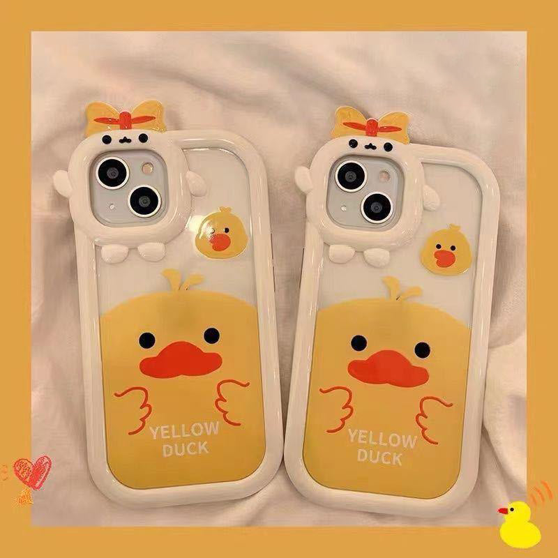 Funda de teléfono con diseño de oso fresa y monstruo pequeño para iPhone 13/12/11/XS/7plus, transparente de TPU.