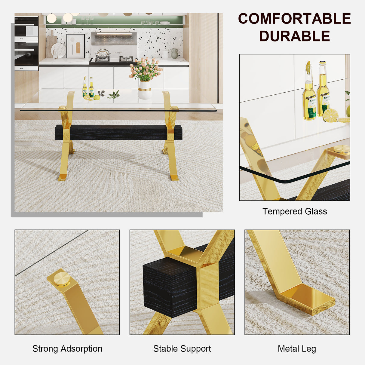 Dining table Modern tempered glass dining table Large modern office desk - V.I.P Digital Presence