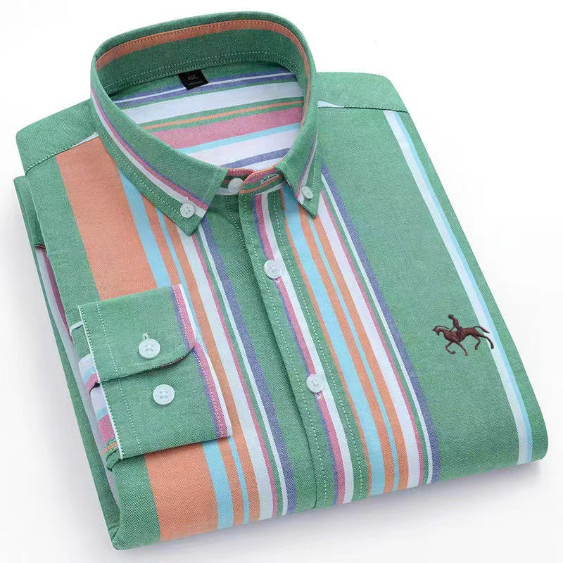 Cotton men's long sleeved shirt for middle-aged men, wrinkle resistant cotton shirt - V.I.P Digital Presence