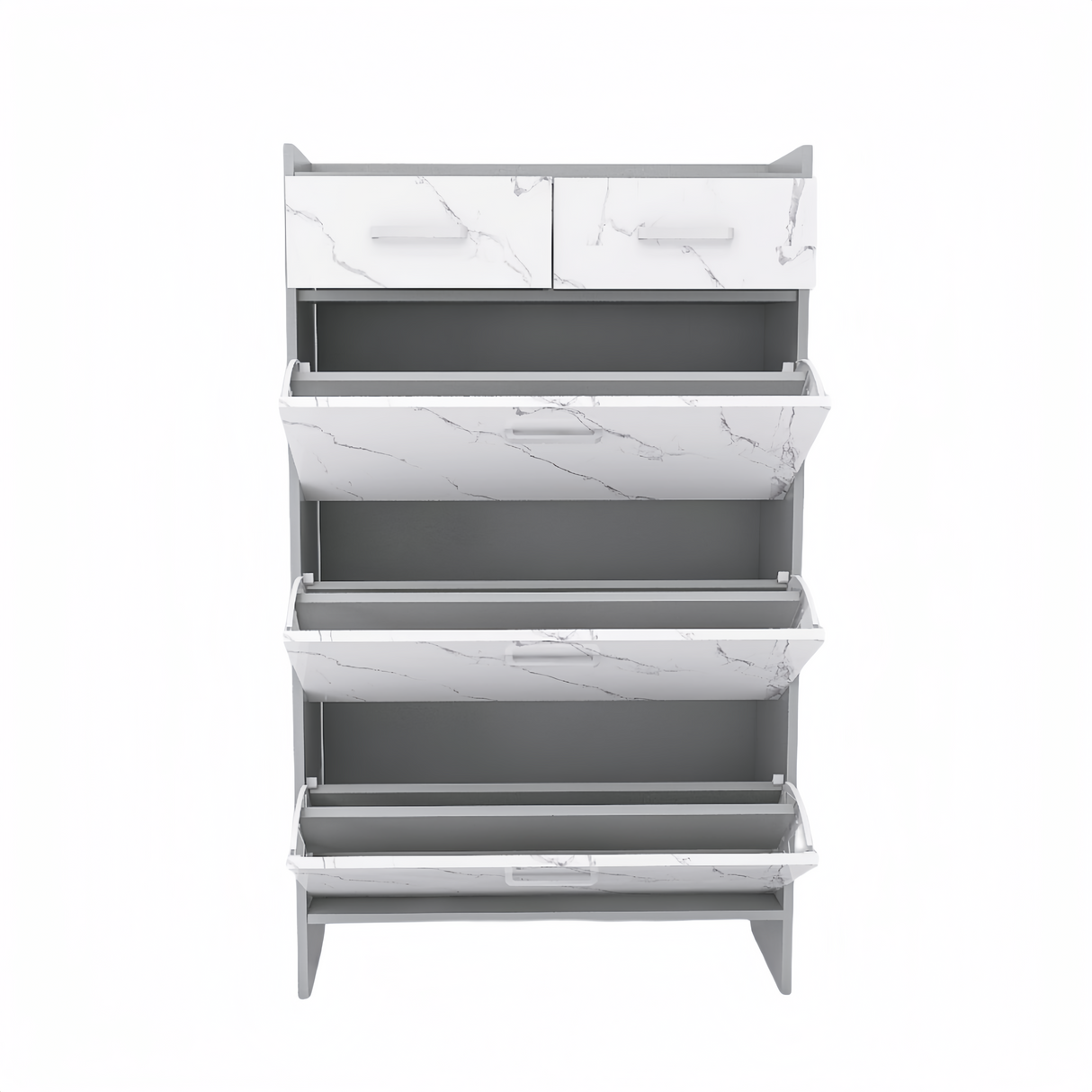 High Glossy Marble Color Doors Shoe Rack 3 Doors Shoe Cabinet With 2 Drawers - V.I.P Digital Presence