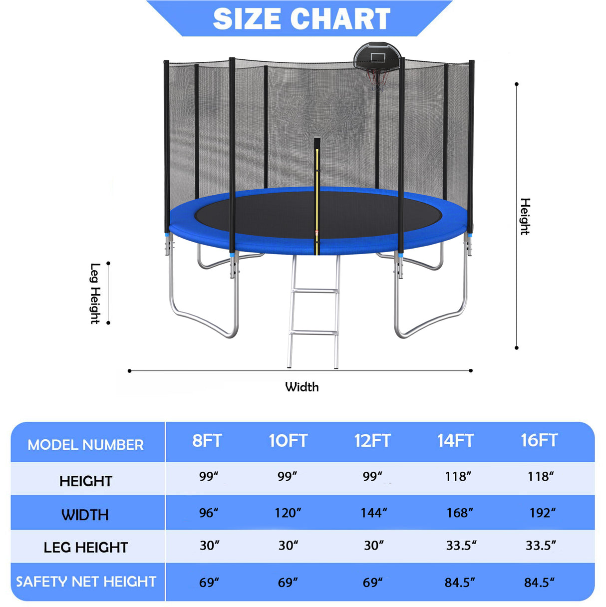14 FT TRAMPOLINE OUTSIDE SAFETY NET WITH BASKETBALL HOOP - V.I.P Digital Presence