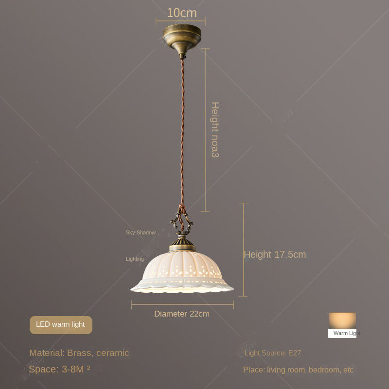 Copper Bedside Pendant Light Bedroom Modern Luxury French Retro Japanese American Artistic Aged Small Pendant Light - V.I.P Digital Presence