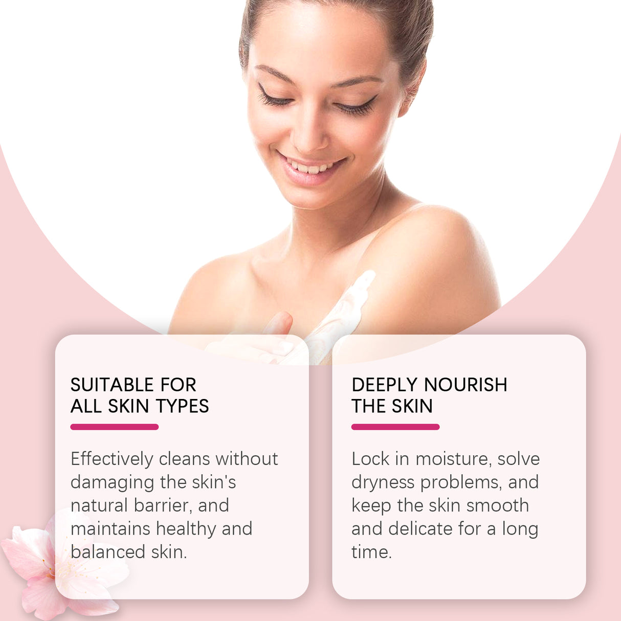 Set de cuidado corporal Cherry Blossom, agua limpiadora suave con fragancia hidratante y nutritiva para la piel.
