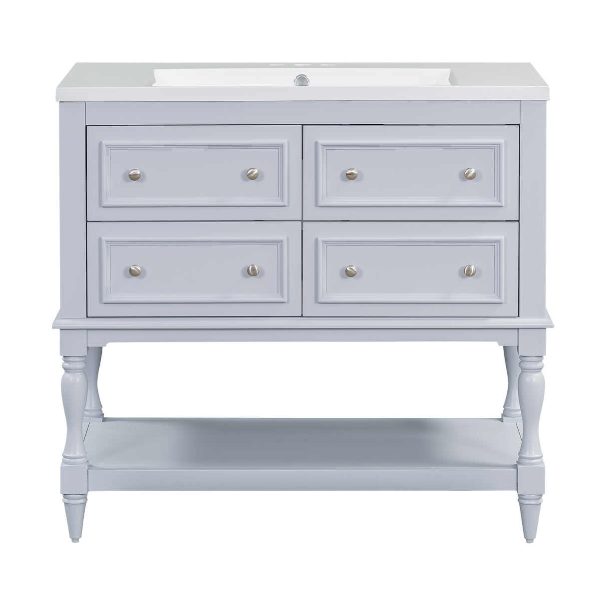 36'' Bathroom Vanity with Medicine Cabinet, Modern Mirror Cabinet with Adjustable Shelf, Bathroom Storage Cabinet with 4 Drawers - V.I.P Digital Presence