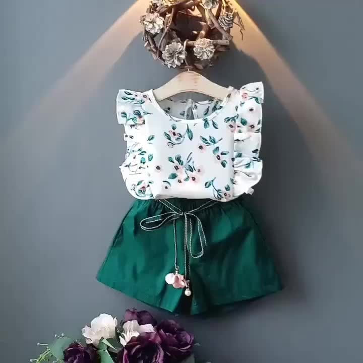 Children's Summer Korean Version Of The Girls' Suit Lace Sleeveless Tops Female Baby Loose Shorts Two-Piece - V.I.P Digital Presence