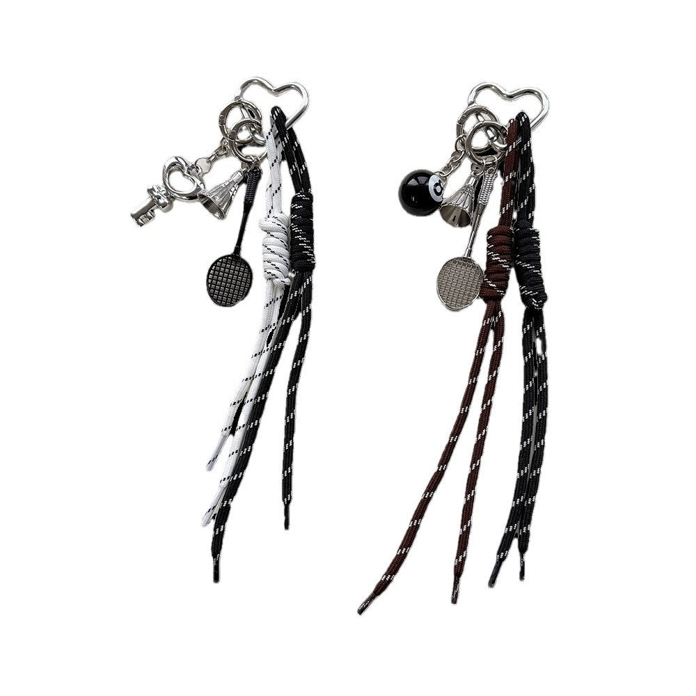 Miu Style Bag Charm Couple Edition Billiard Black 8 Decorative Chain Korean INS Alloy Badminton Climbing Keychain - V.I.P Digital Presence
