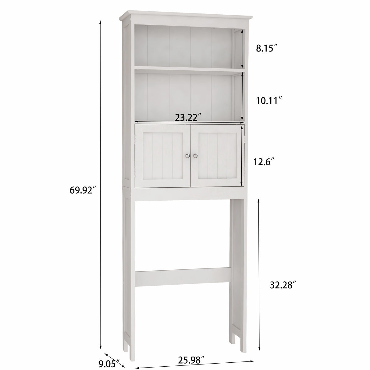 Over The Toilet Rack 2 -Tier Toilet Bathroom Spacesaver Storage Shelf with 2 Doors Wood Storage Organizer Cabinet - V.I.P Digital Presence