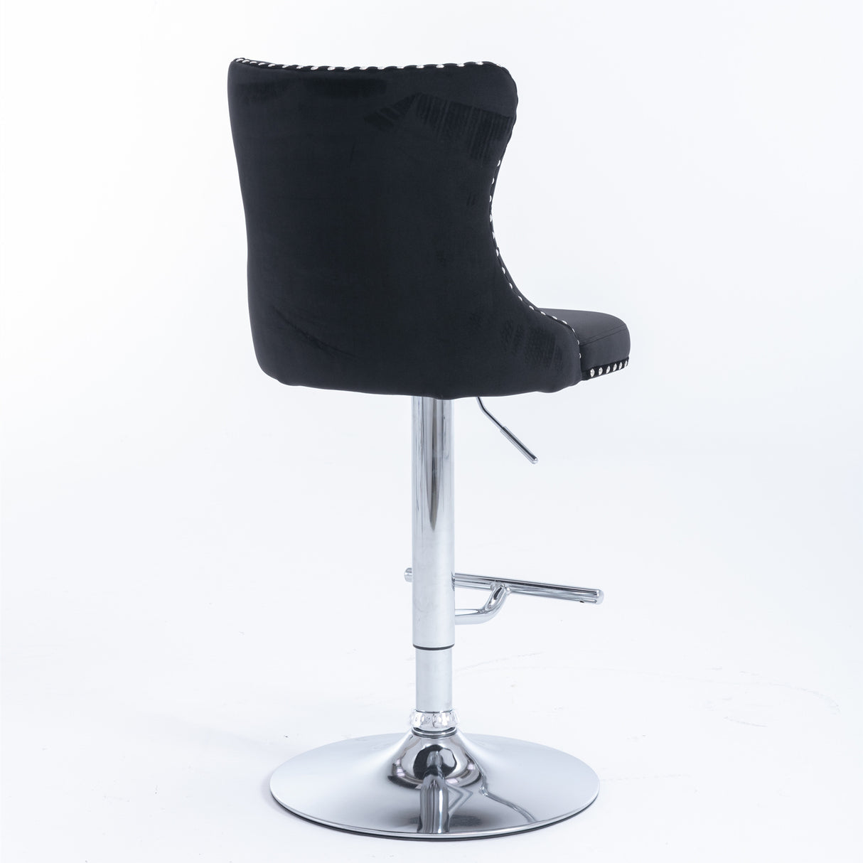 25-33 Inch, Modern Upholstered Chrome base Bar Stools with Back Comfortable Tufted for Home Pub and Kitchen Island(Black,Set of