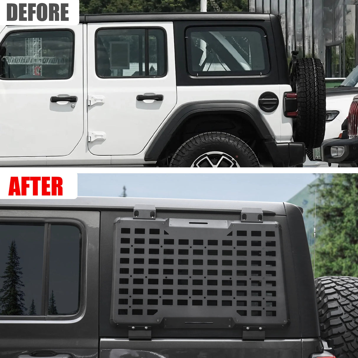 Rear Window Molle Panel System for 2018-2024 Jeep Wrangler JL 4Doors - Modular Storage and Protective Decoration - V.I.P Digital Presence