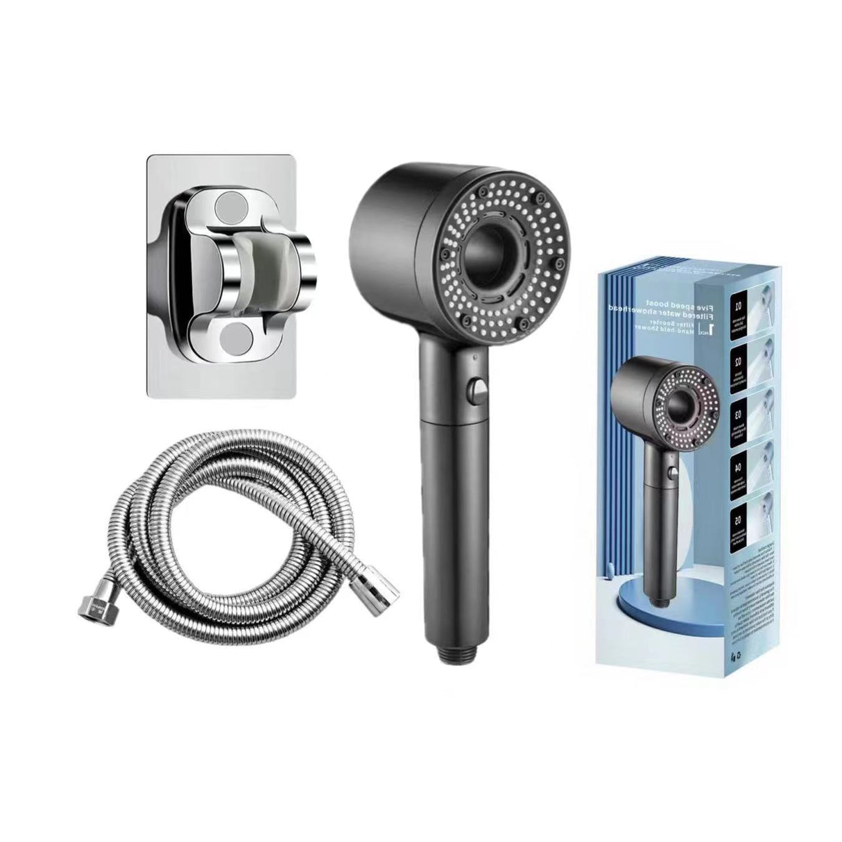 Hollow out household super pressurized showerhead bathroom water heater turbo large water outlet five level filter showerhead - V.I.P Digital Presence