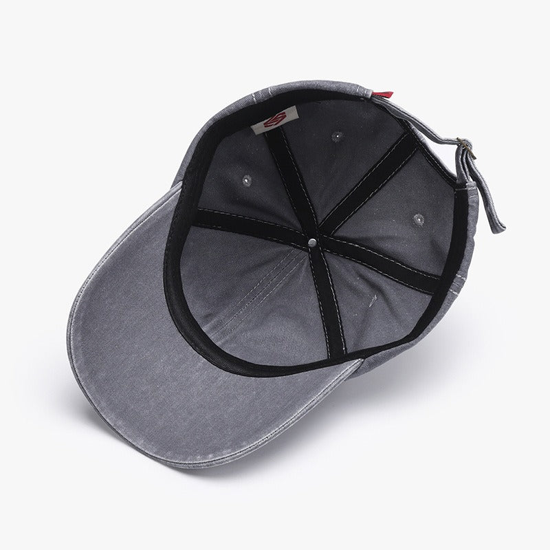 Gorra de béisbol sencilla y moderna para exteriores, versátil, con ala curva y bordado de letras para hombre y mujer, con lengüeta plana y cara lavada.