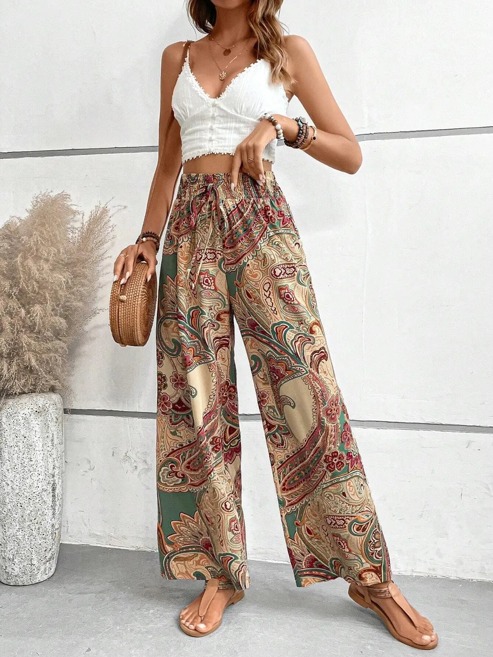 Printed Wide Leg Pants - V.I.P Digital Presence