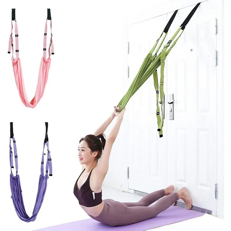 Adjustable Aerial Yoga Strap Elastic Stretch Door Hanging Yoga Belts Hammock Swing Aerial Yoga Rope Fitness Device For Women - V.I.P Digital Presence