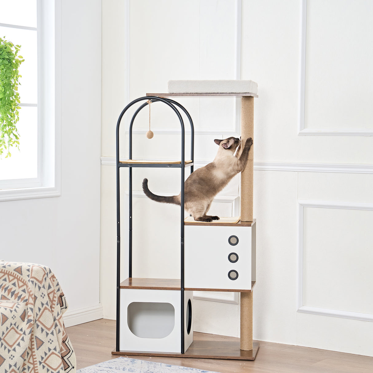 cat climbing frame,Cat Tree,Modern Cat Tower, Multi-Level Cat Condo with 1 Caves,2 Scratching Posts,Perch,for Indoor Cats - V.I.P Digital Presence