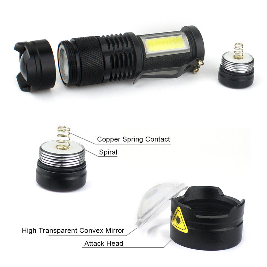 3800LM XML Q5+COB Waterproof Powerful Led Flashlight Torch ZOOM Mini Q5 Hand Lamp Linterna Led for Hiking/Fishing/Camping/Biking - V.I.P Digital Presence