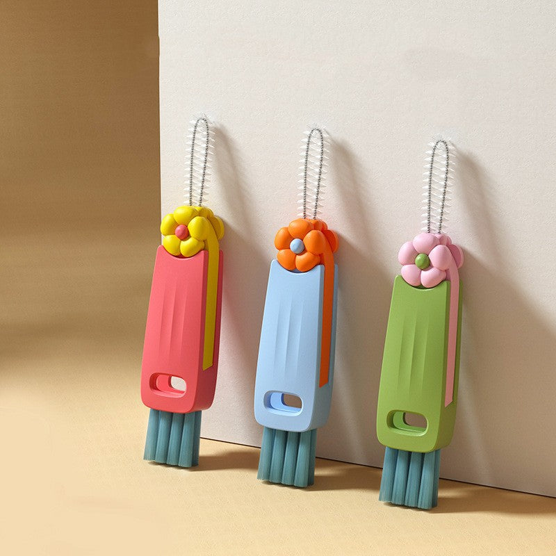 Petal three in one cup lid brush multifunctional gap cleaning brush milk bottle mouth groove cup brush - V.I.P Digital Presence