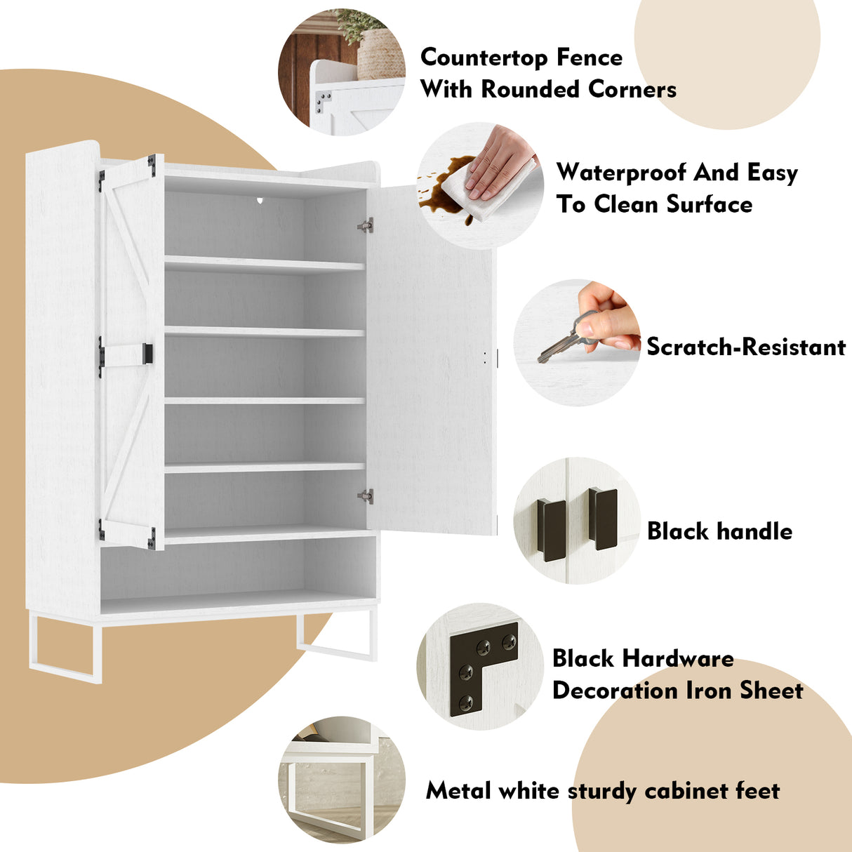 Shoe Cabinet with Doors, 6-Tier Shoe Storage Cabinet with Adjustable Shelves, Wooden Shoes Rack Shoe Storage Organizer - V.I.P Digital Presence