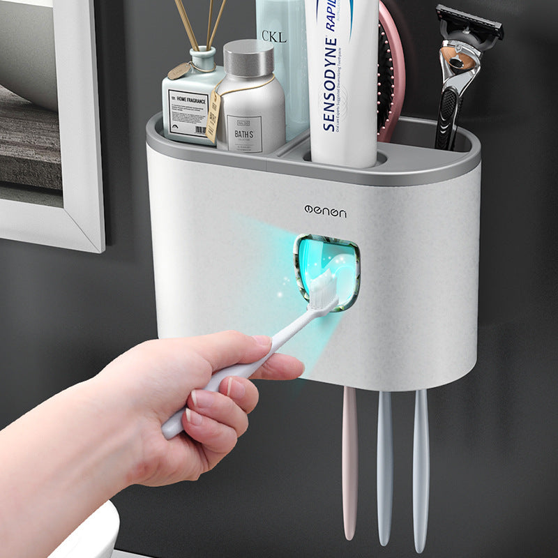 Creative Single Cup Lazy Man Automatic Toothpaste Squeezer Adhesive Toothbrush Holder Bathroom Mouthwash Cup Toothware Box Set - V.I.P Digital Presence