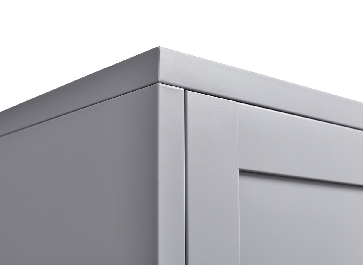 Grey metal kitchen storage cabinet, kitchen pantry storage cabinet with door and shelf, adjustable leveling feet - V.I.P Digital Presence