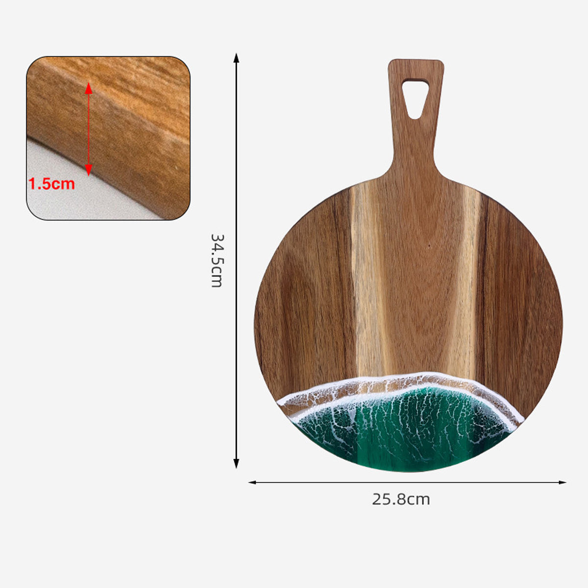 Wood Cutting Board Resin Blue green Wave Pattern - V.I.P Digital Presence