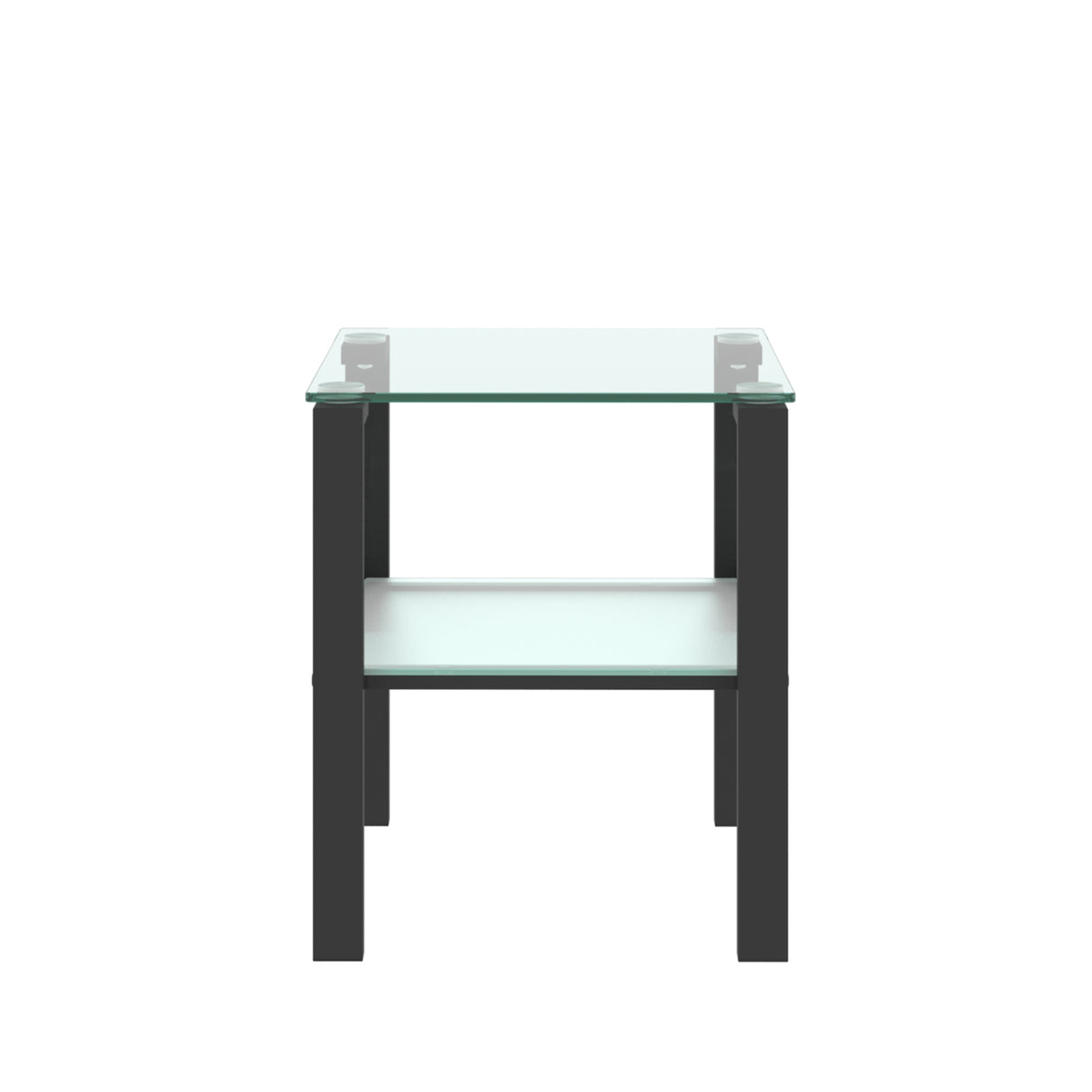 Glass two layer tea table, small round table, bedroom corner table, living room black side table - V.I.P Digital Presence