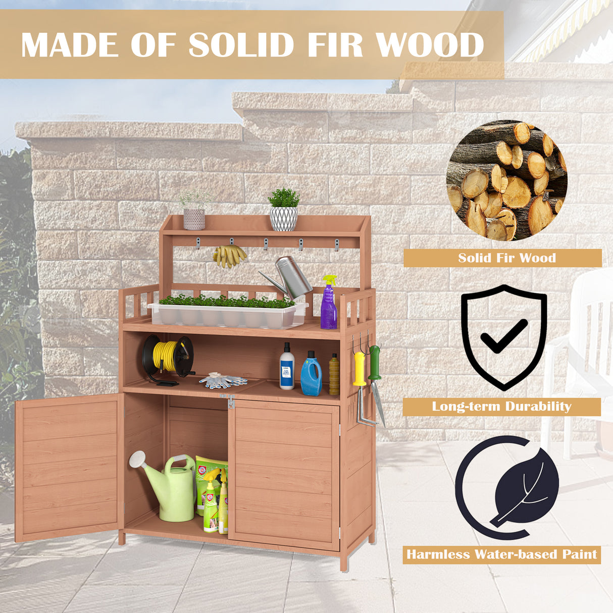 Outdoor gardening workbench with large storage cabinets and a rooftop terrace - V.I.P Digital Presence