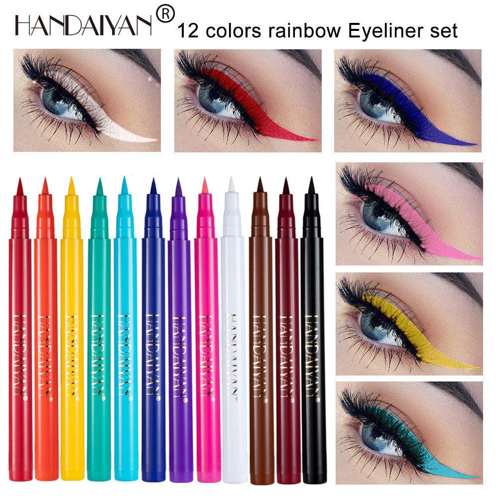 HANDAIYAN 12 Color Matte Color Eyeliner Quick-Drying And Not Easy To Smudge Liquid Eyeliner Pen 12 Pack Eyeliner - V.I.P Digital Presence