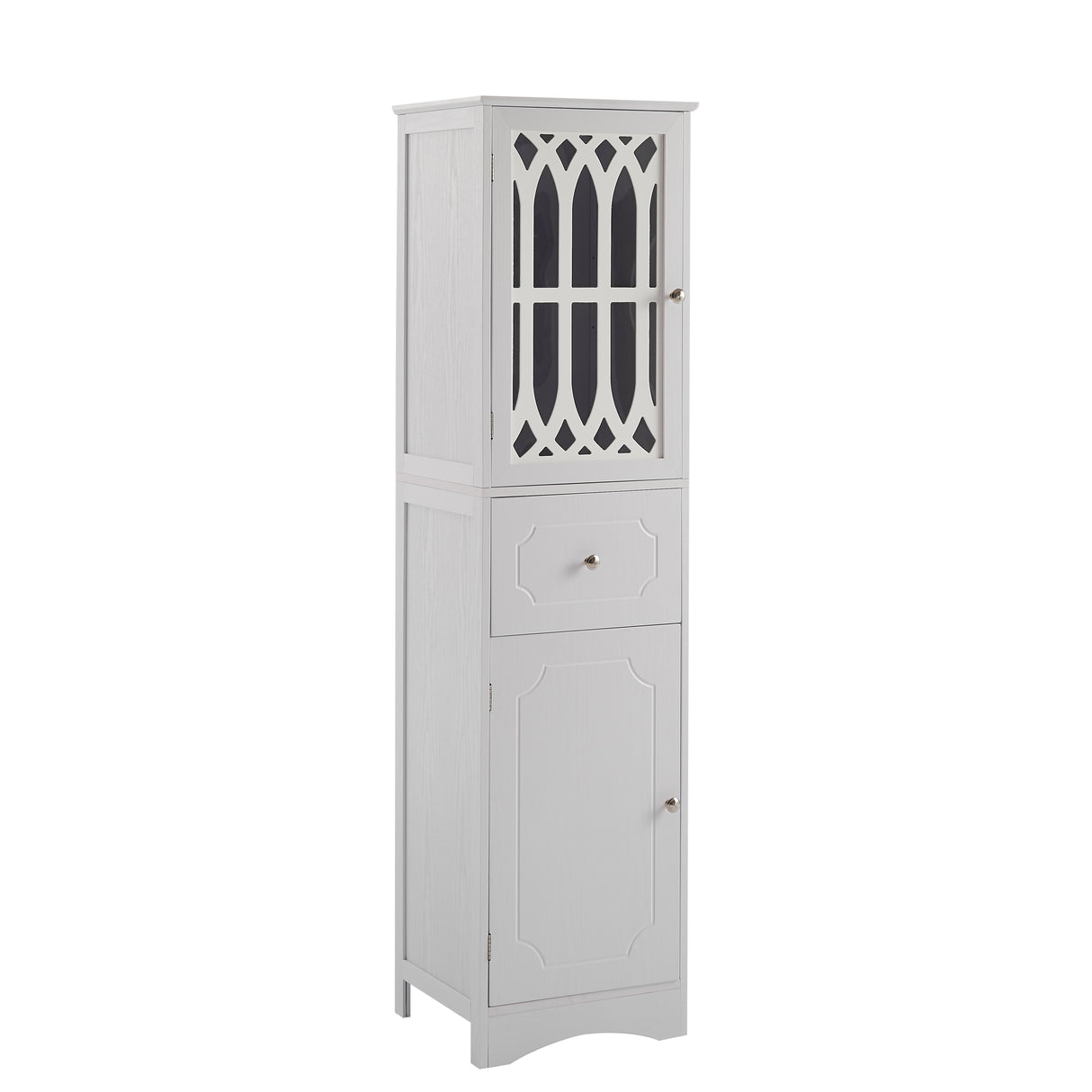 Tall Bathroom Cabinet, Freestanding Storage Cabinet with Drawer and Doors, MDF Board, Acrylic Door, Adjustable Shelf, White - V.I.P Digital Presence