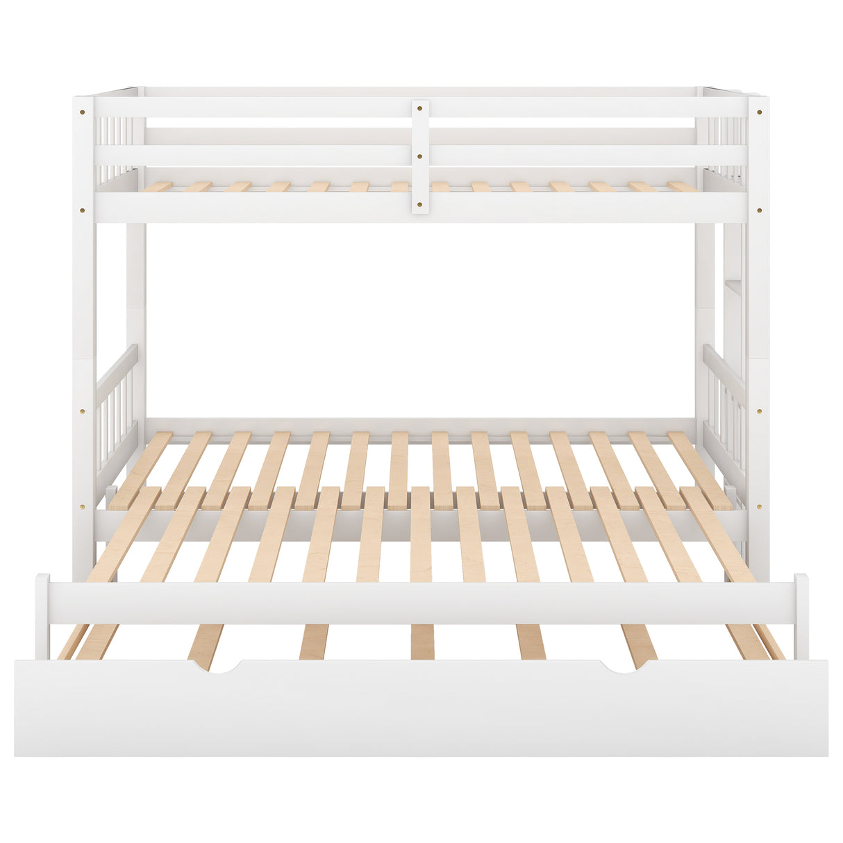 Twin over Pull-out Bunk Bed with Trundle White