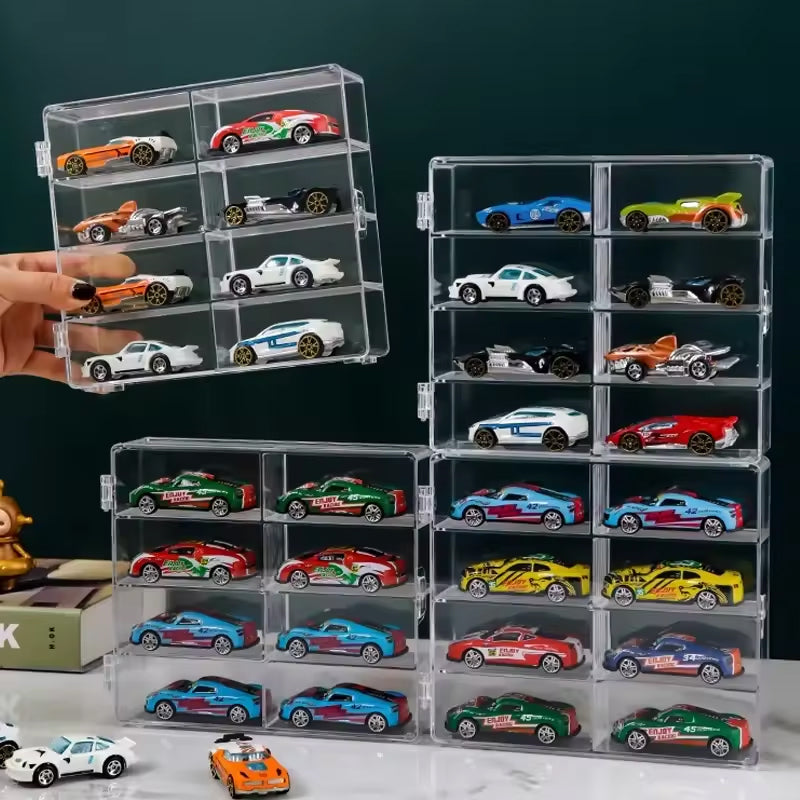 1:64 Acrylic Car Display Box – 8-grid, dustproof, stackable, transparent. Fits Hot Wheels. - V.I.P Digital Presence
