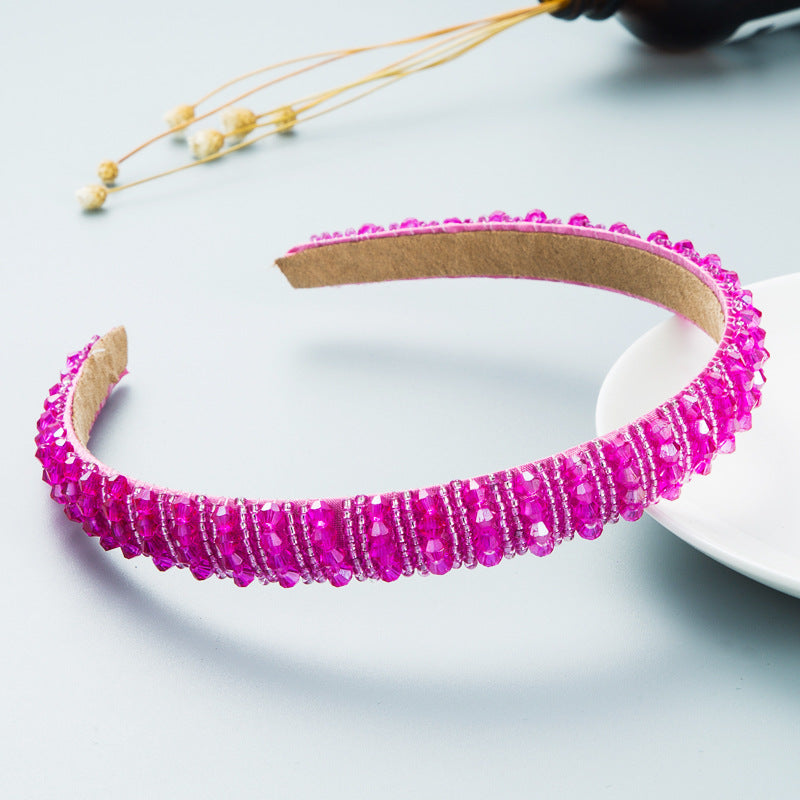 Hair Hoop Hand-Woven Beaded Headband Female Baroque Sponge Hair Bundle Korean Face Wash Hair Accessories - V.I.P Digital Presence
