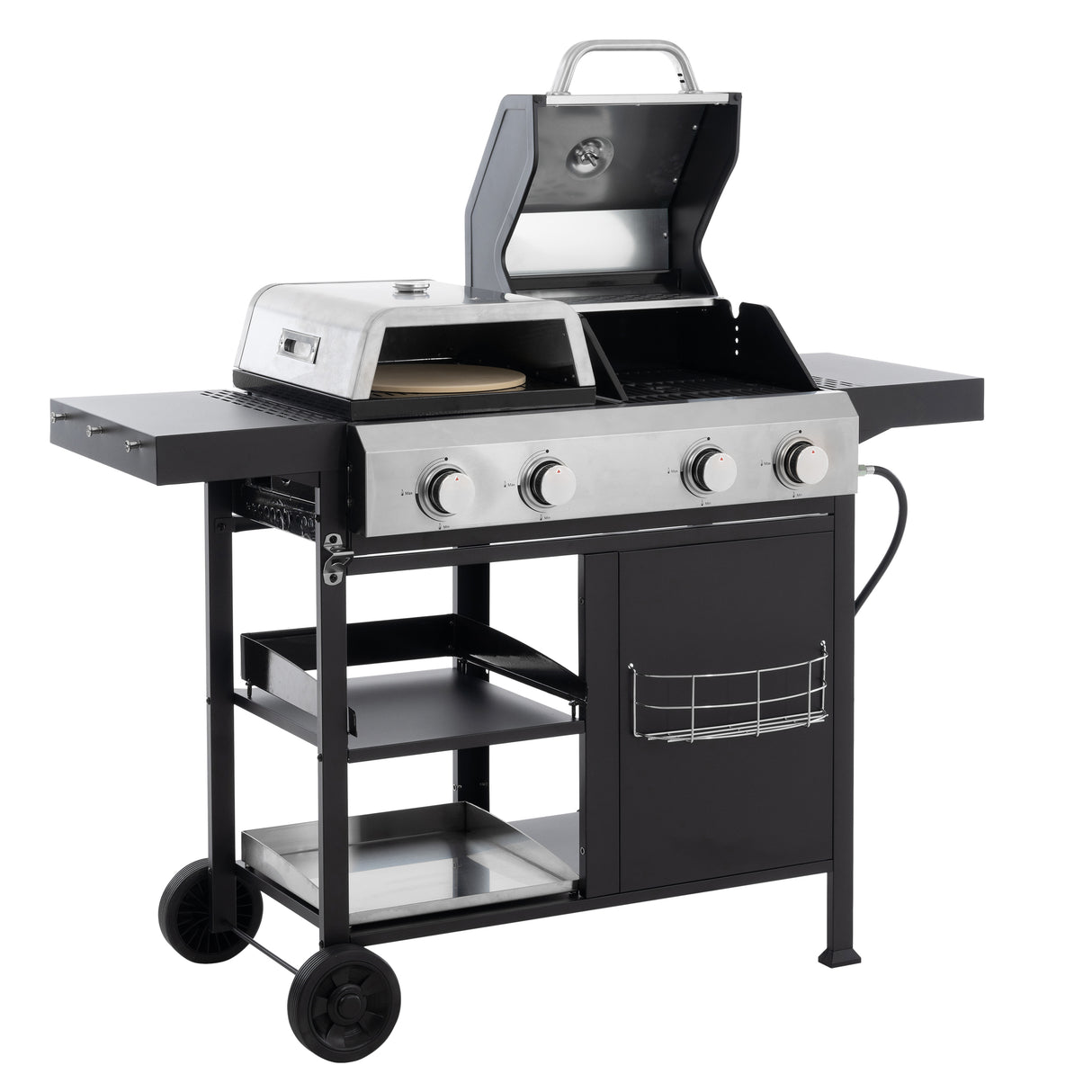 2+2 multifunctional gas barbecue grill and covered grill combination for outdoor cooking - barbecue, barbecue, pizza. - V.I.P Digital Presence