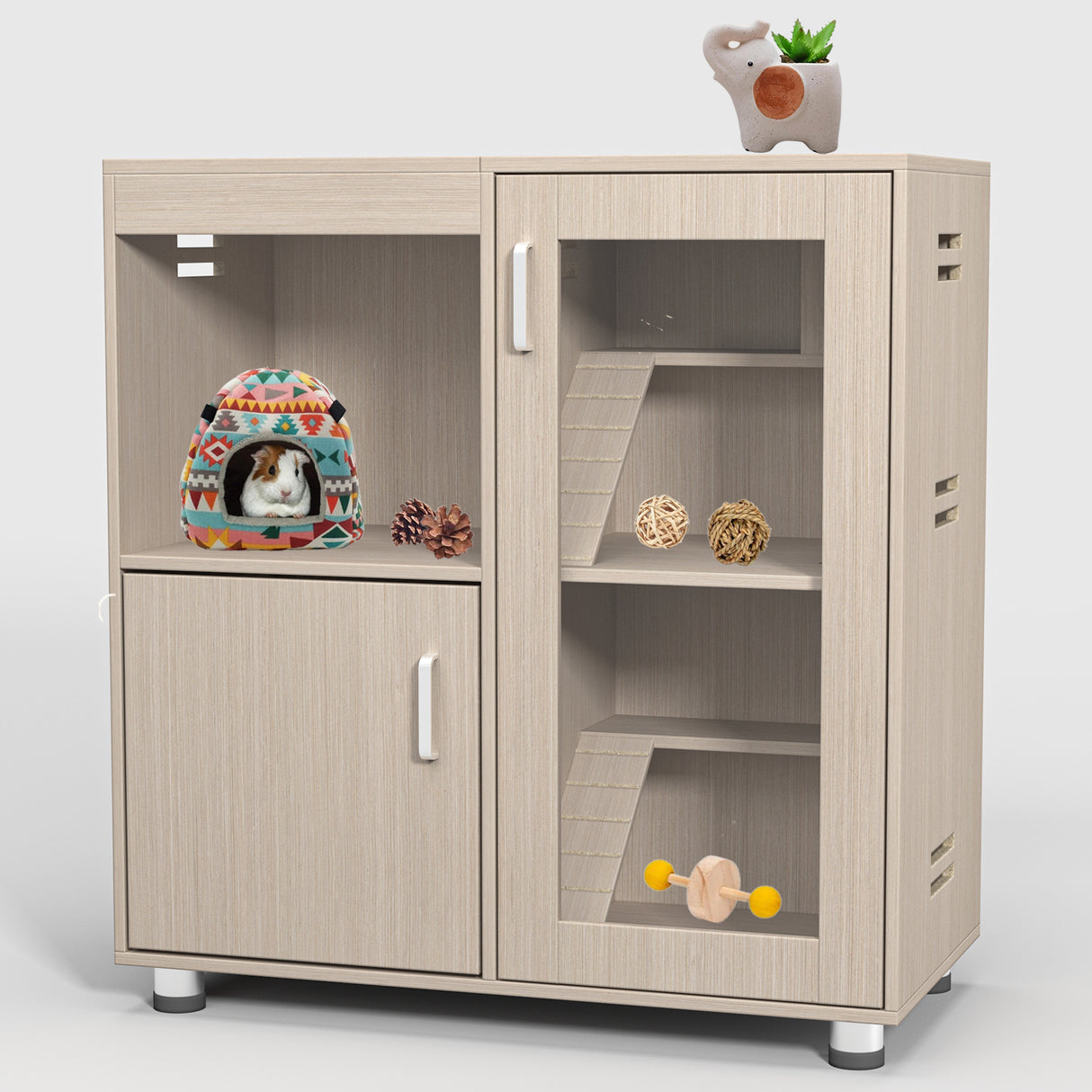 Guinea pig cage, 4 layers of hamster cage wood, with storage cabinet, mouse cage, openable top, acrylic window ,X-Large - V.I.P Digital Presence