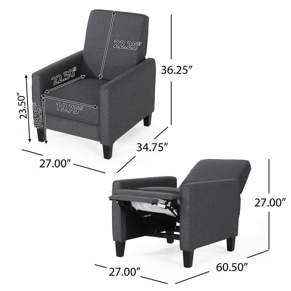 Smoke Fabric Push Back Chair for Elegant Home Décor - V.I.P Digital Presence