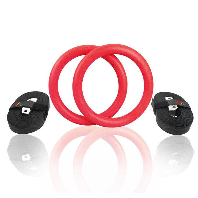 2Pcs High Quality Heavy Duty ABS Plastic 28mm Exercise Fitness Gymnastic Rings With Foam Handle Gym Exercise Crossfit Pull Ups A - V.I.P Digital Presence
