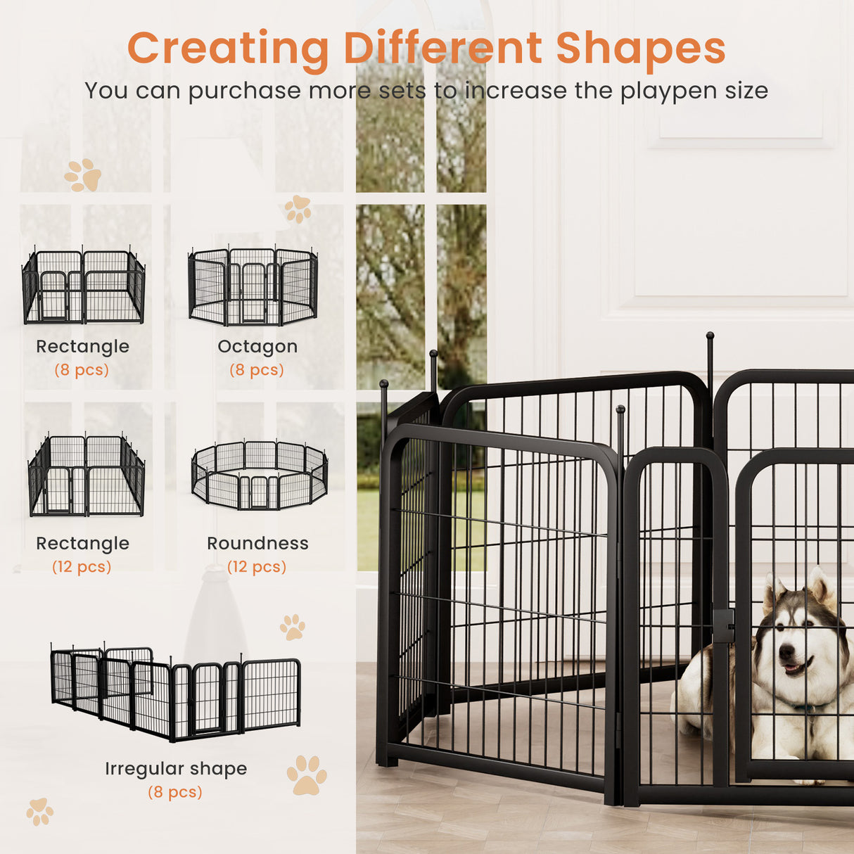 8-panel dog fence, 24 inch small dog pet fence, portable indoor pet game fence. Black, 22.2 inches wide x 23.6 inches high. - V.I.P Digital Presence