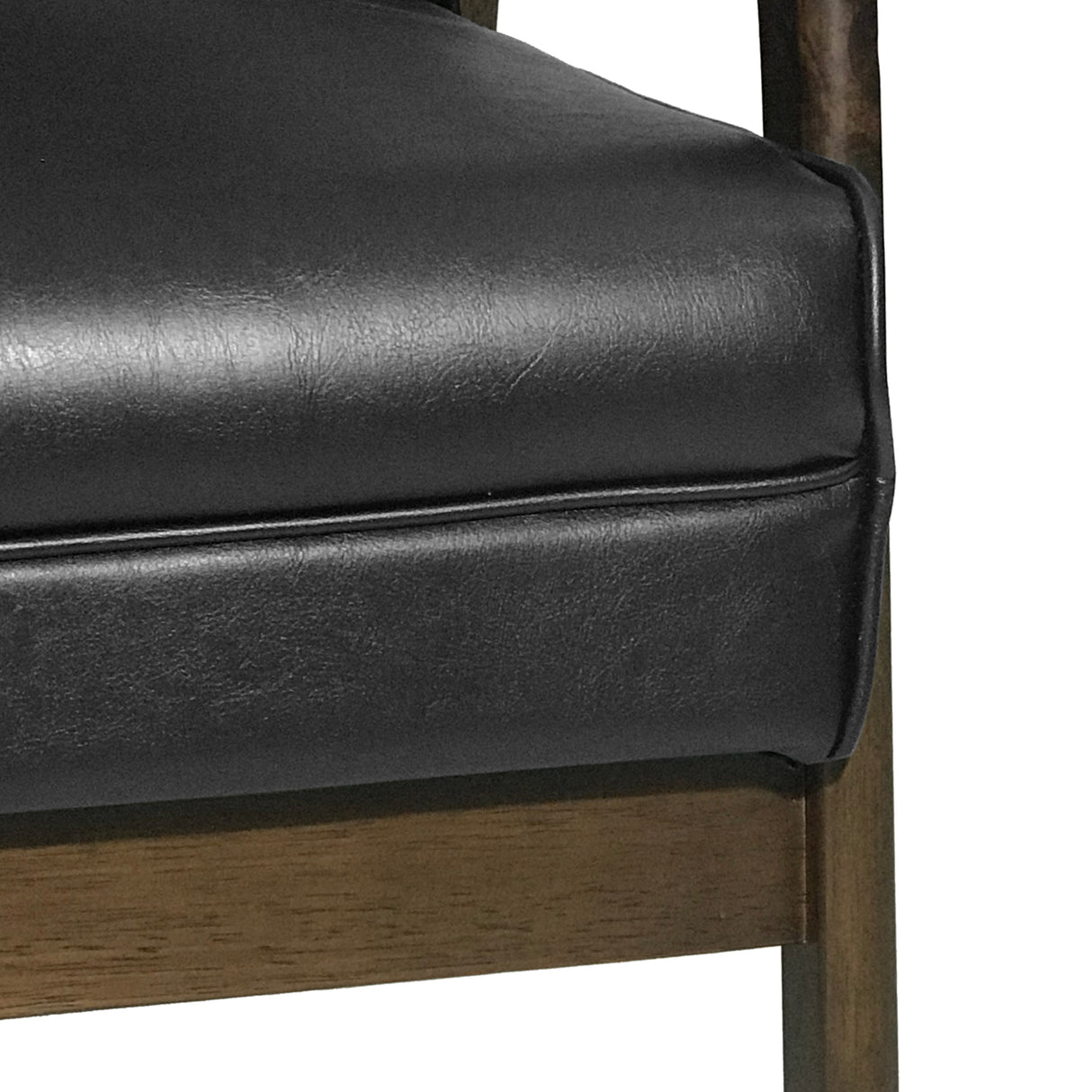 Mid Century Modern Upholstered Accent Chair, Matte Black Faux Leather - V.I.P Digital Presence