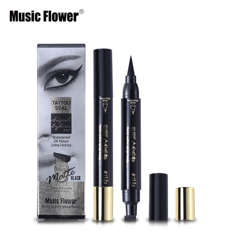 Music Flower Brand Eyes Makeup Tattoo Seal Liquid Eyeliner Pen Waterproof Matte Black Stamp Wanton Eye Liners 24HR Long-lasting - V.I.P Digital Presence