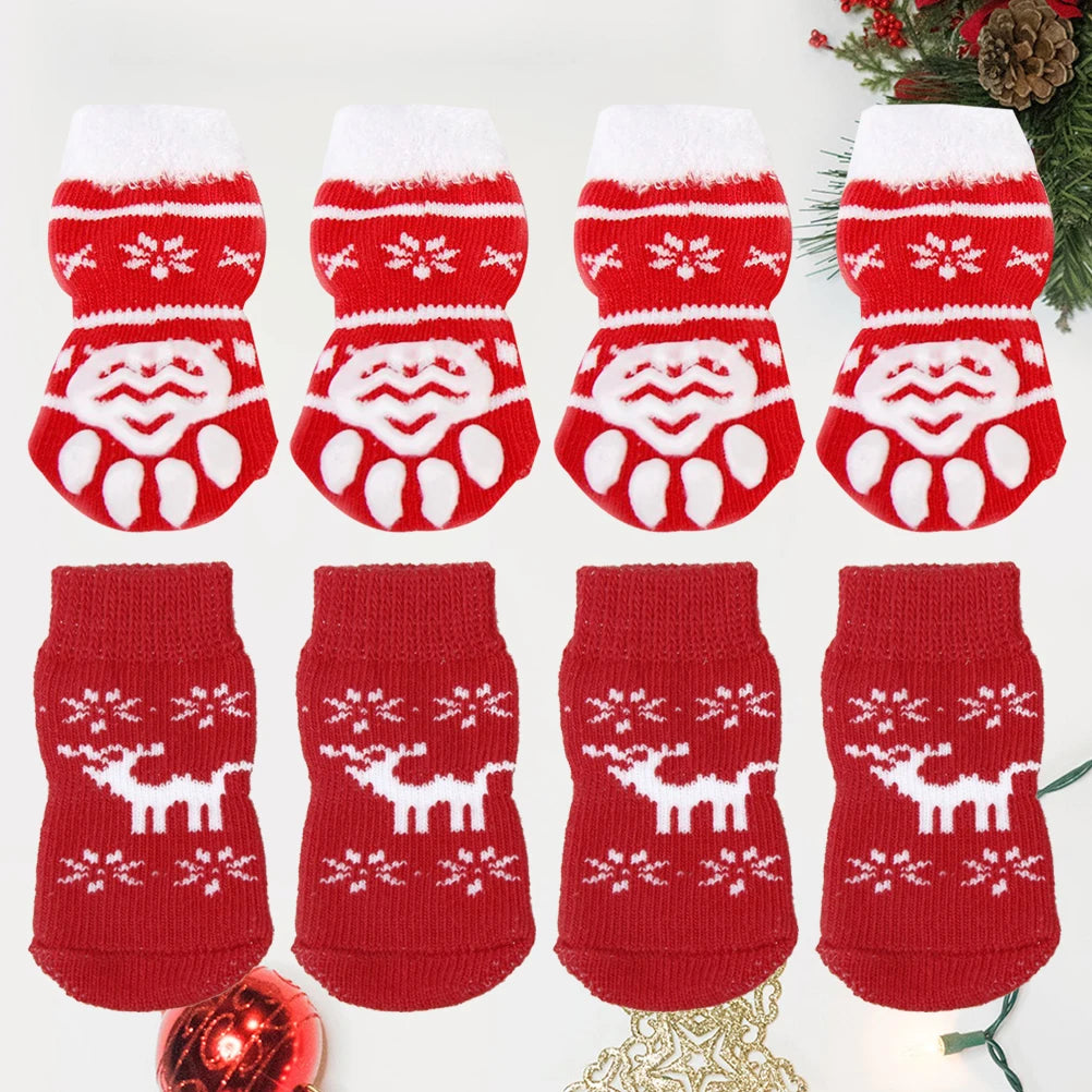 8pcs Pet Warm Cotton Socks Soft Anti Slip Claw Pattern Protect Feet Cold Snow Christmas Dog Cat Stockings Gifts - V.I.P Digital Presence