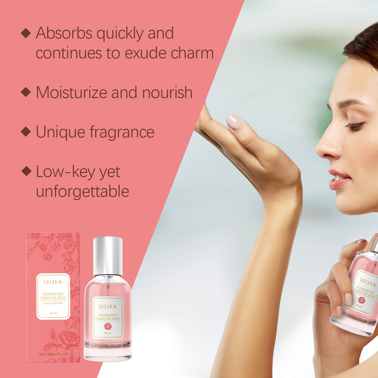 Rose Body Hair Eau De Parfum Spray Fresh And Elegant With Fragrance And Charm Perfume Spray - V.I.P Digital Presence