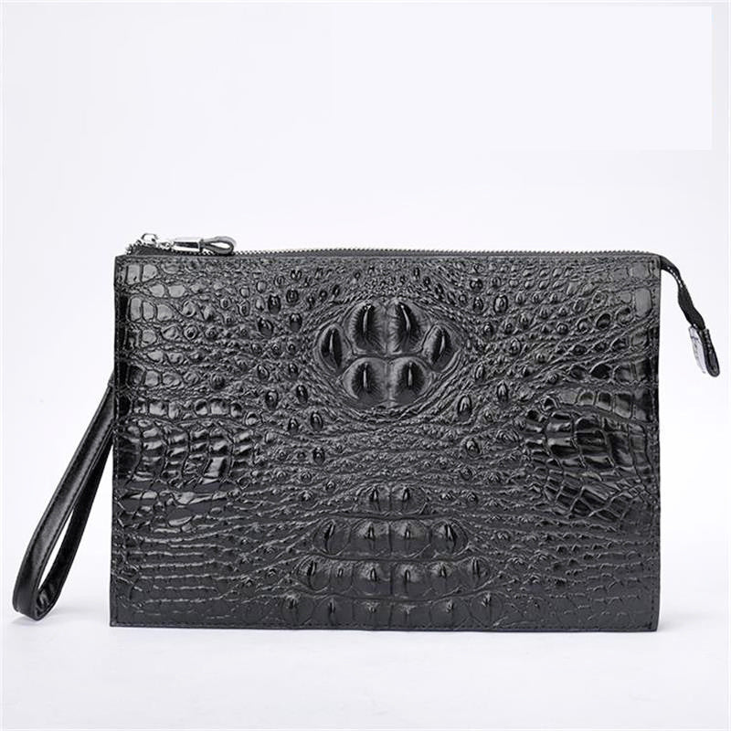 A4 Men's Genuine Leather Underarm Bag Zipper Cowhide Crocodile Pattern Men's Mobile Phone Bag - V.I.P Digital Presence