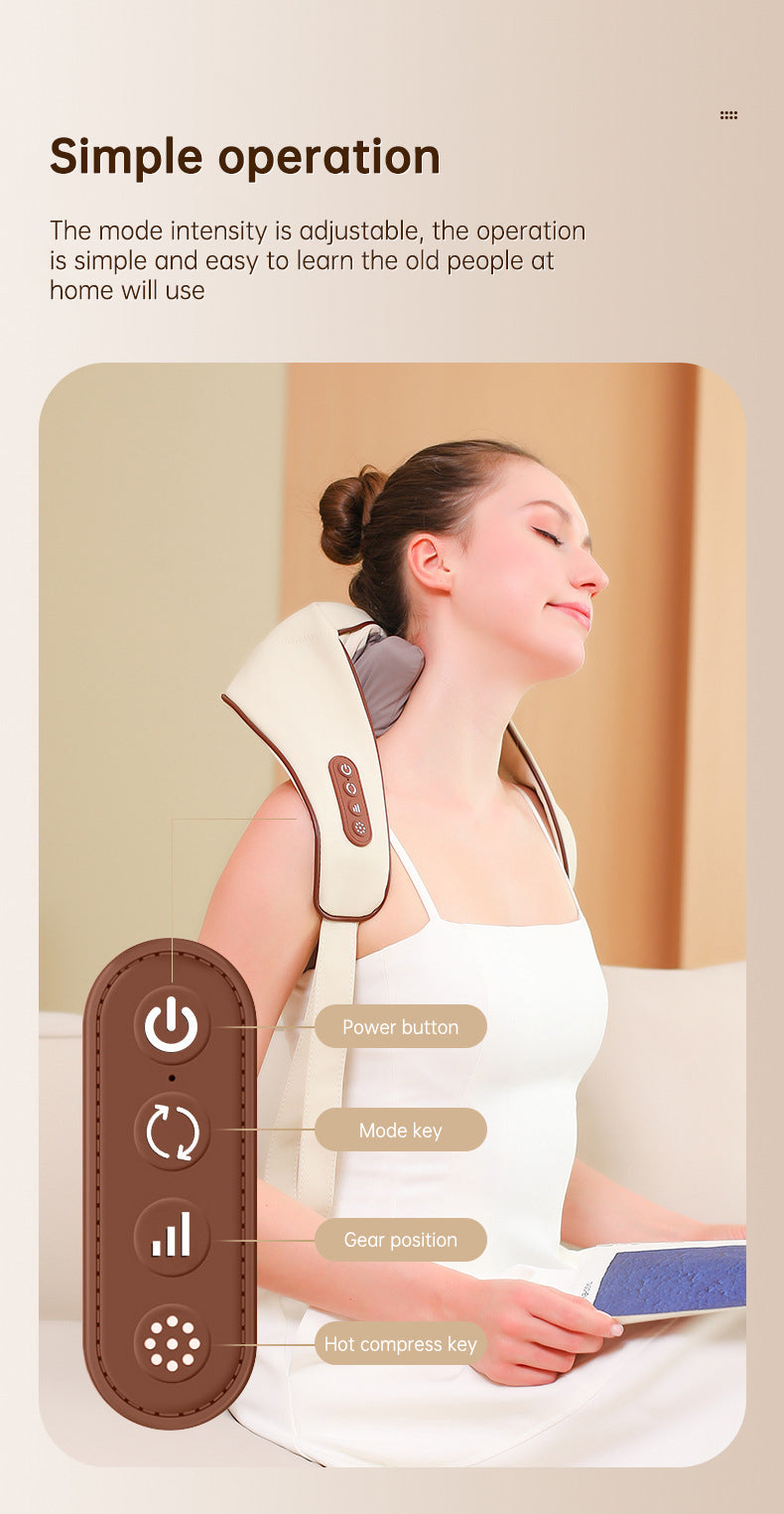 USB-C Rechargeable Kneading Massage Hot Compress Shiatsu Back Shoulder Neck Massager for Pain Relief - V.I.P Digital Presence
