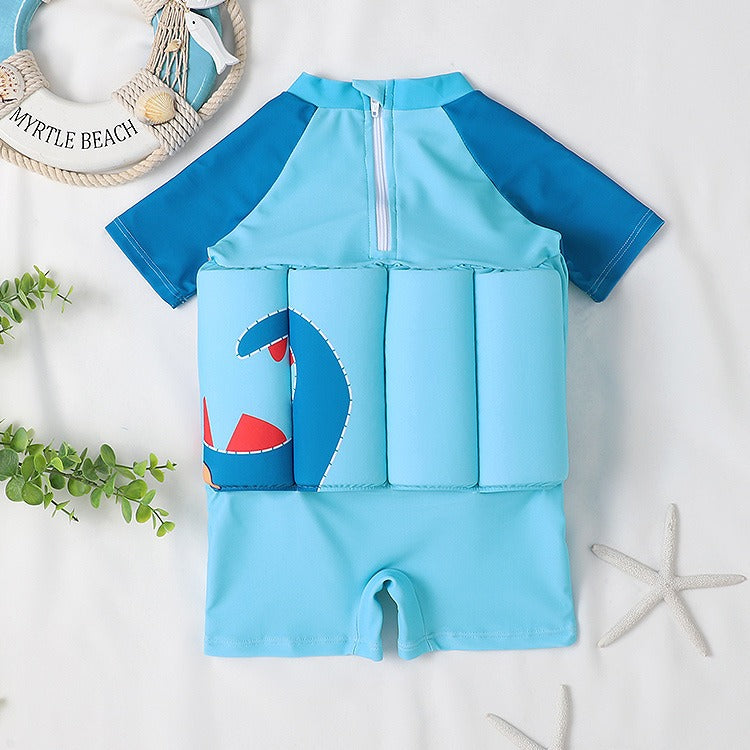 Boys' buoyancy swimsuit boys' short-sleeved one-piece swimsuit children's infant swimming swimsuit - V.I.P Digital Presence
