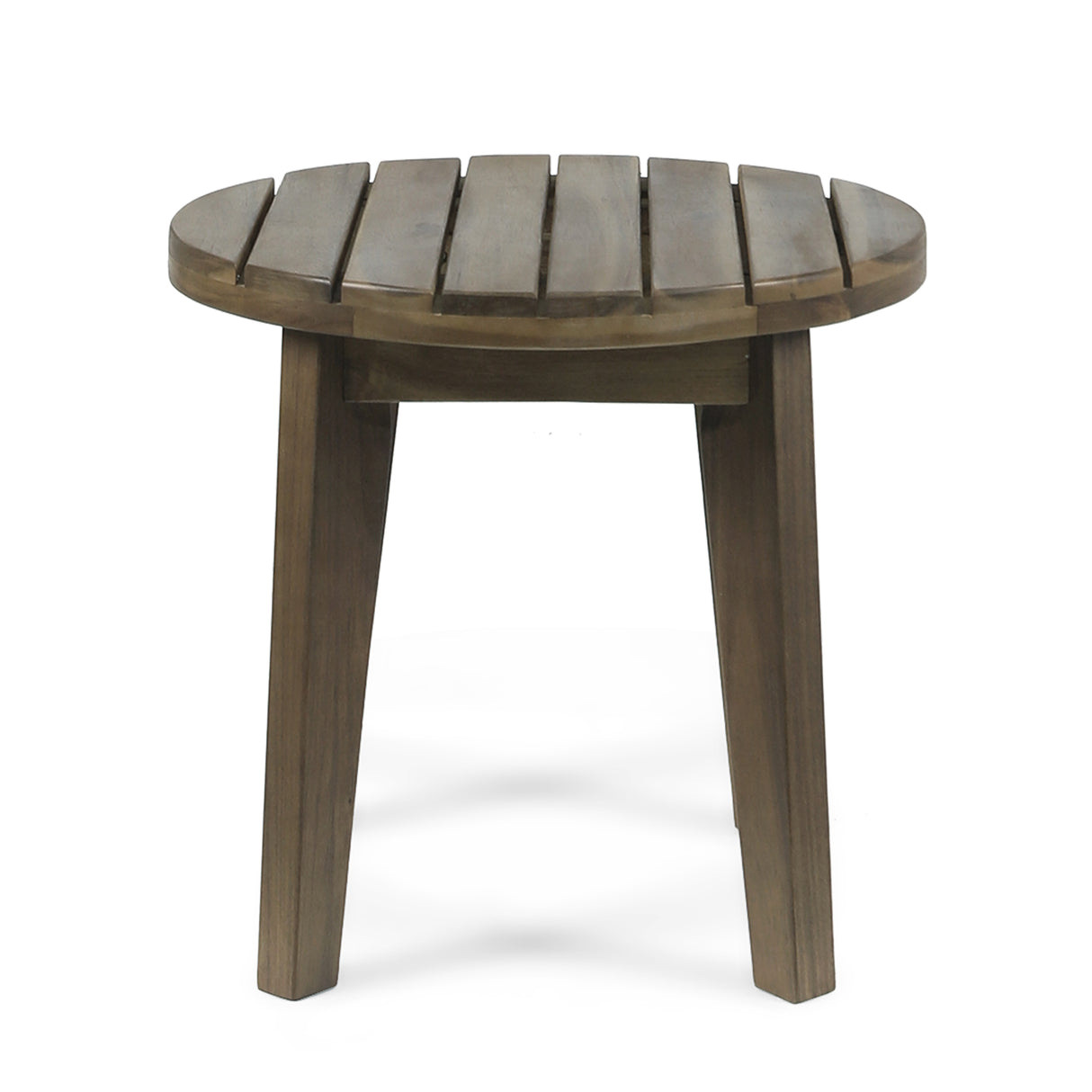 Outdoor 16" Acacia Wood Side Table, Gray Finish - V.I.P Digital Presence