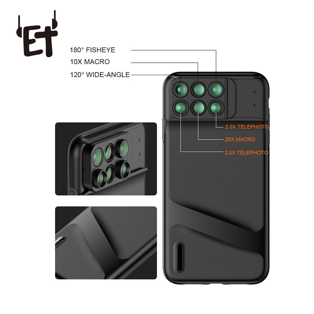 Camera Lens Phone Case for iPhone XR XS Max Fisheye Wide Angle Macro Lens Phone Cover Mobile Phone Lensese Case Full Coverage - V.I.P Digital Presence