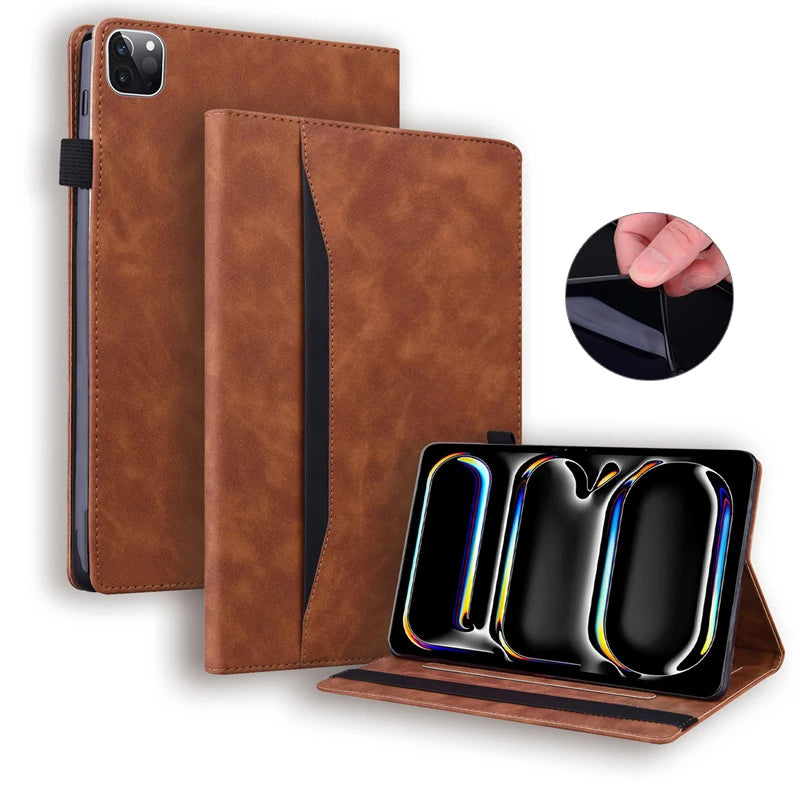 Funda para iPad Pro 11 de 13 pulgadas (2024), funda de piel sintética suave de TPU con parte trasera tipo libro para iPad Pro M4 de 11 y 13 pulgadas.